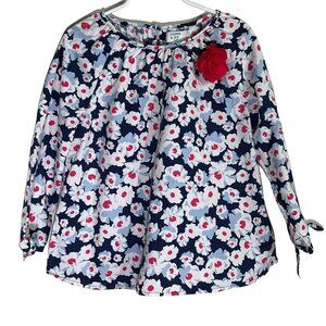 Crown & Ivy Kids Floral Long Sleeve Blouse Girls 8 Blue Pink Cotton Top